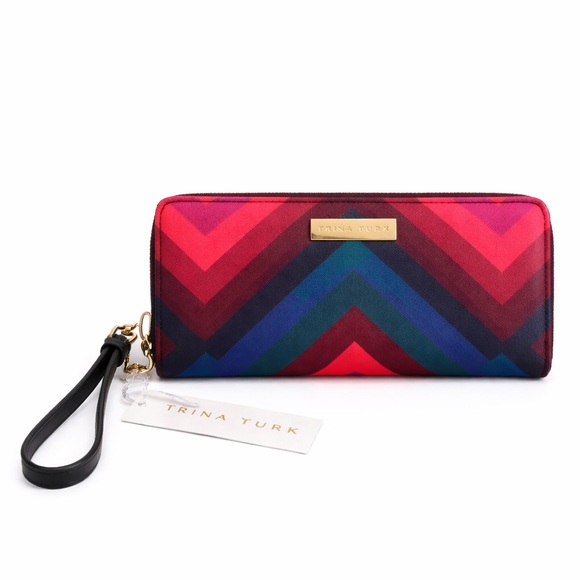 Trina Turk Handbags - NWT Trina Turk Chevron Zip Around Wallet Wristlet Multicolor
